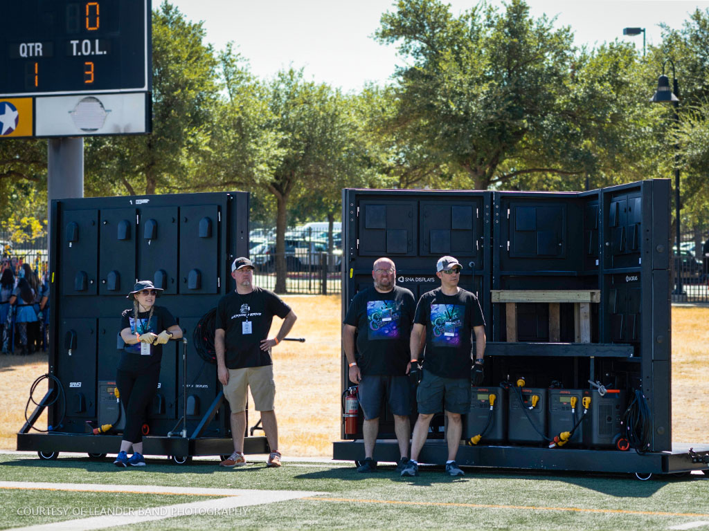 Leander High School LED screen set up crew